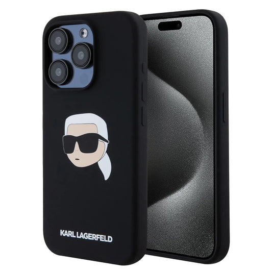 MagSafe cover til Apple iPhone 15 Pro Max, Karl Lagerfeld, Silicone Karl's Head, Sort