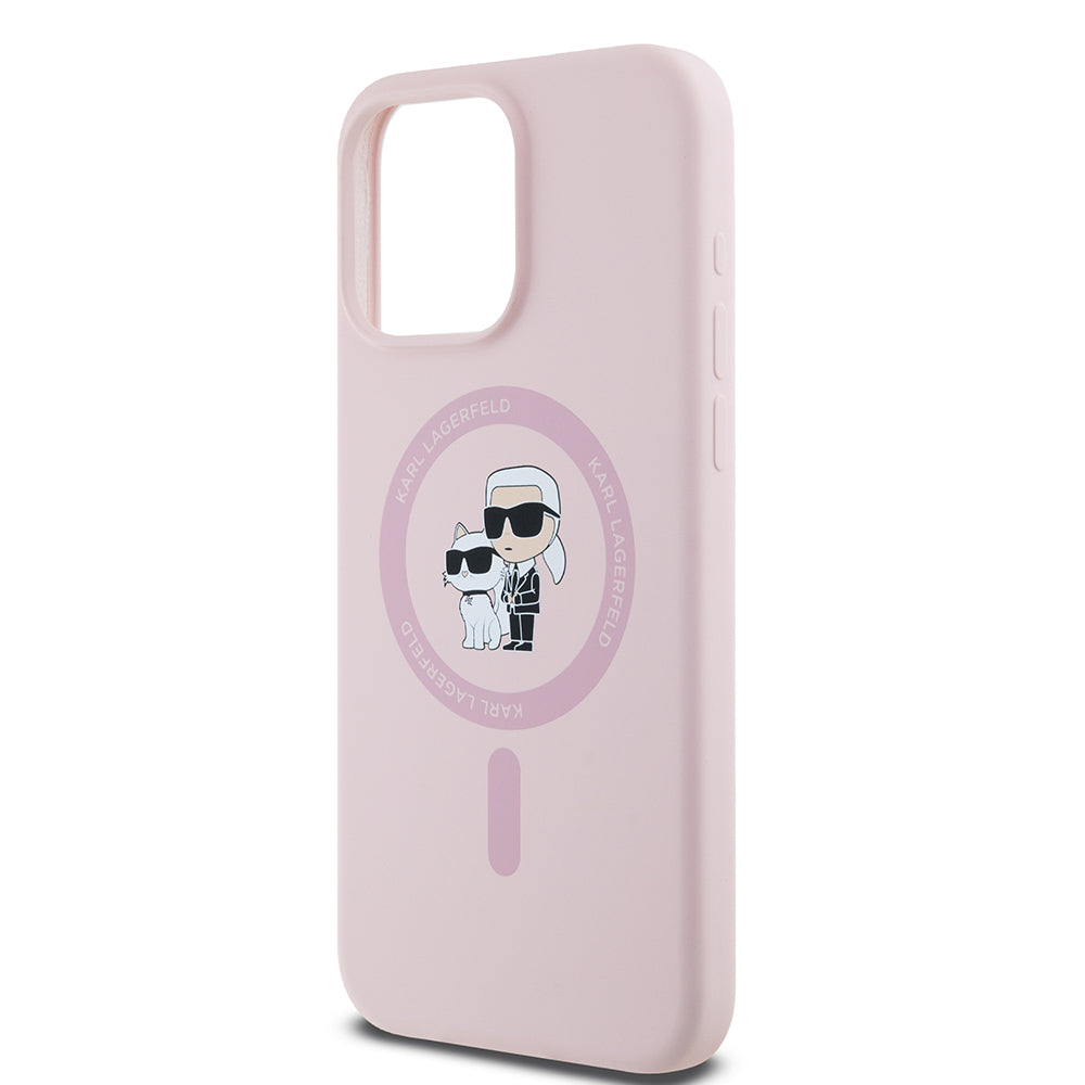 MagSafe cover til Apple iPhone 15 Pro Max, Karl Lagerfeld, Silicone Ring Karl & Choupette, Pink