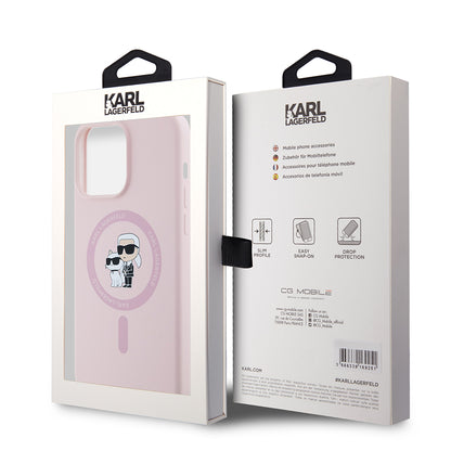 MagSafe cover til Apple iPhone 15 Pro Max, Karl Lagerfeld, Silicone Ring Karl & Choupette, Pink