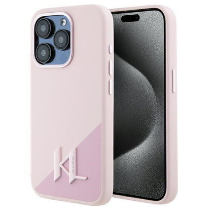 MagSafe cover til Apple iPhone 15 Pro Max, Karl Lagerfeld, Silicone Shadow Metal Initial, Pink