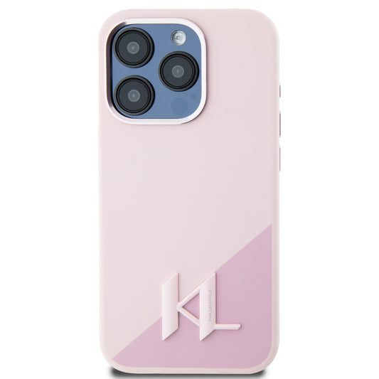 MagSafe cover til Apple iPhone 15 Pro Max, Karl Lagerfeld, Silicone Shadow Metal Initial, Pink