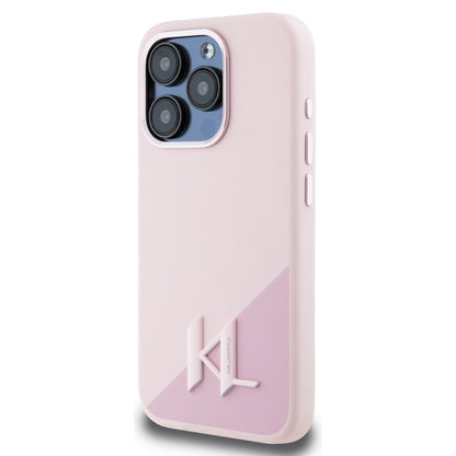 MagSafe cover til Apple iPhone 15 Pro Max, Karl Lagerfeld, Silicone Shadow Metal Initial, Pink