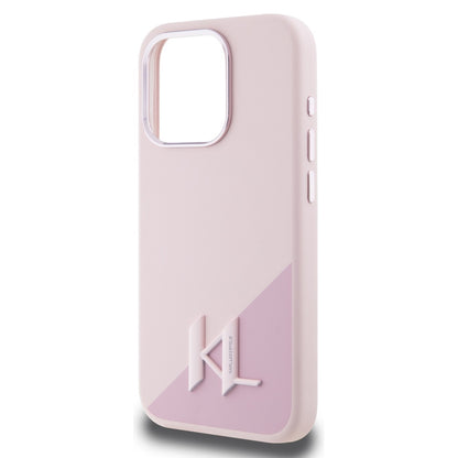 MagSafe cover til Apple iPhone 15 Pro Max, Karl Lagerfeld, Silicone Shadow Metal Initial, Pink