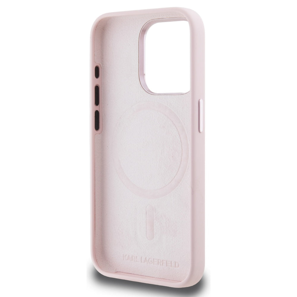 MagSafe cover til Apple iPhone 15 Pro Max, Karl Lagerfeld, Silicone Shadow Metal Initial, Pink