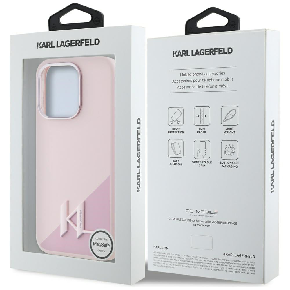 MagSafe cover til Apple iPhone 15 Pro Max, Karl Lagerfeld, Silicone Shadow Metal Initial, Pink