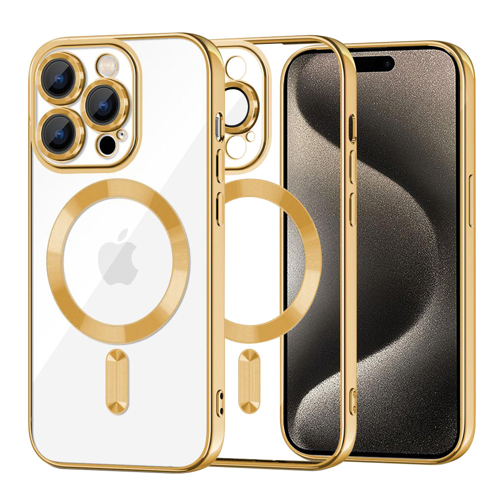 MagSafe-etui til Apple iPhone 15 Pro Max, Techsuit, Luxury Crystal, Guld