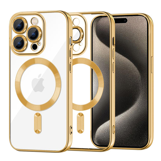 MagSafe-etui til Apple iPhone 15 Pro Max, Techsuit, Luxury Crystal, Guld