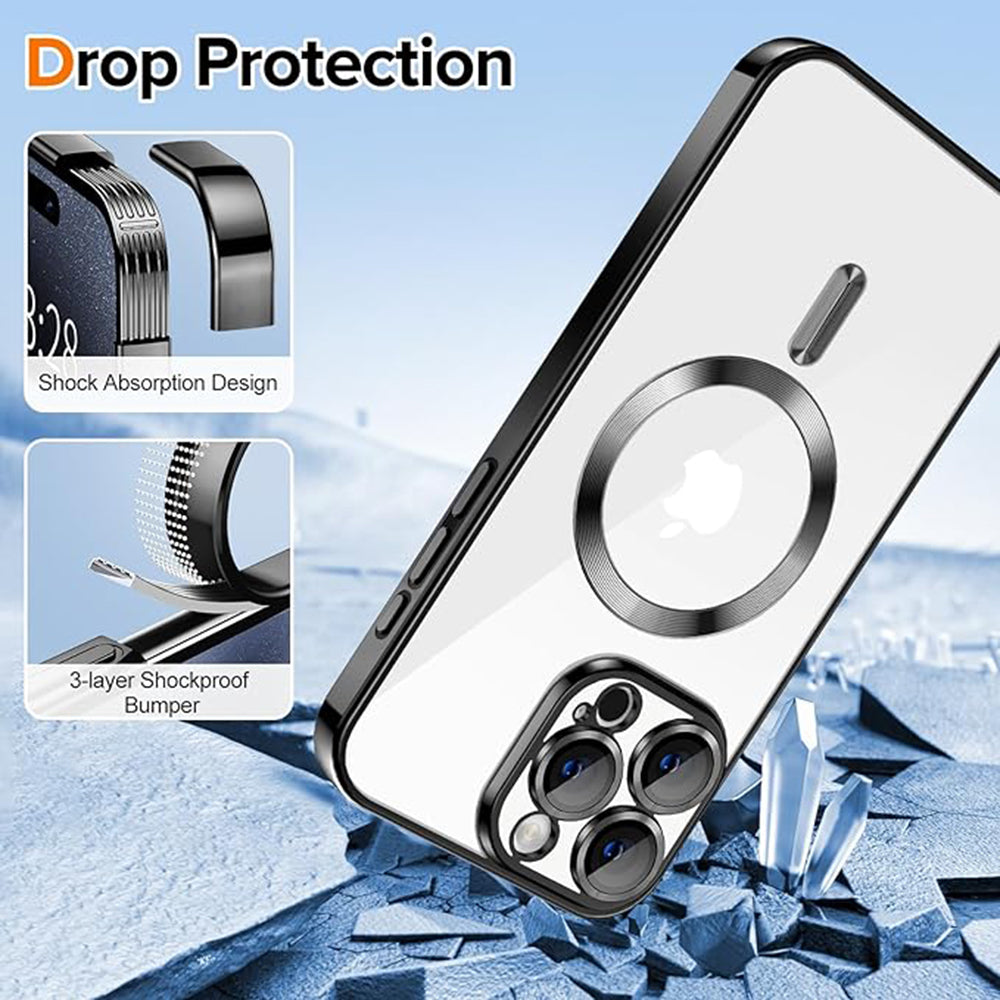 MagSafe-etui til Apple iPhone 15 Pro Max, Techsuit, Luxury Crystal, Sort