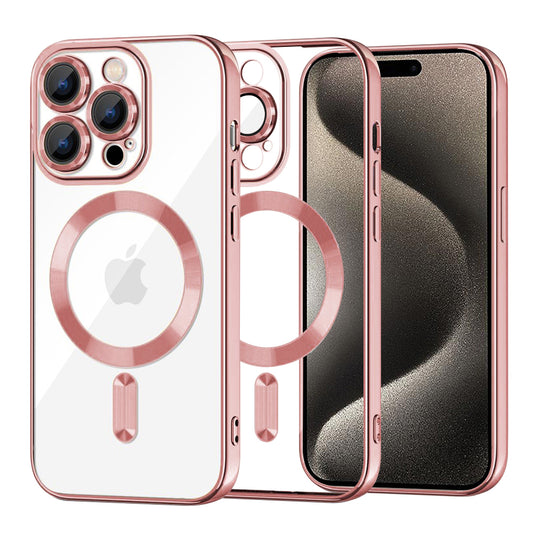 MagSafe-etui til Apple iPhone 15 Pro Max, Techsuit, Luxury Crystal, Pink