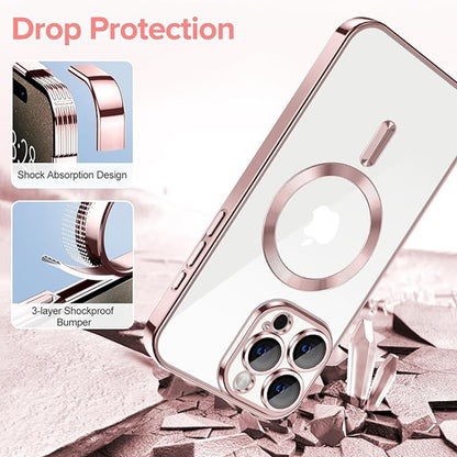 MagSafe-etui til Apple iPhone 15 Pro Max, Techsuit, Luxury Crystal, Pink