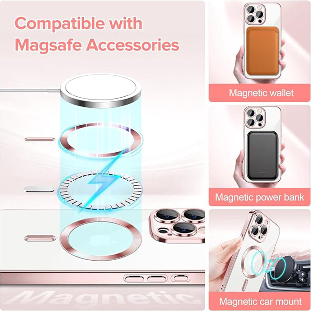 MagSafe-etui til Apple iPhone 15 Pro Max, Techsuit, Luxury Crystal, Pink