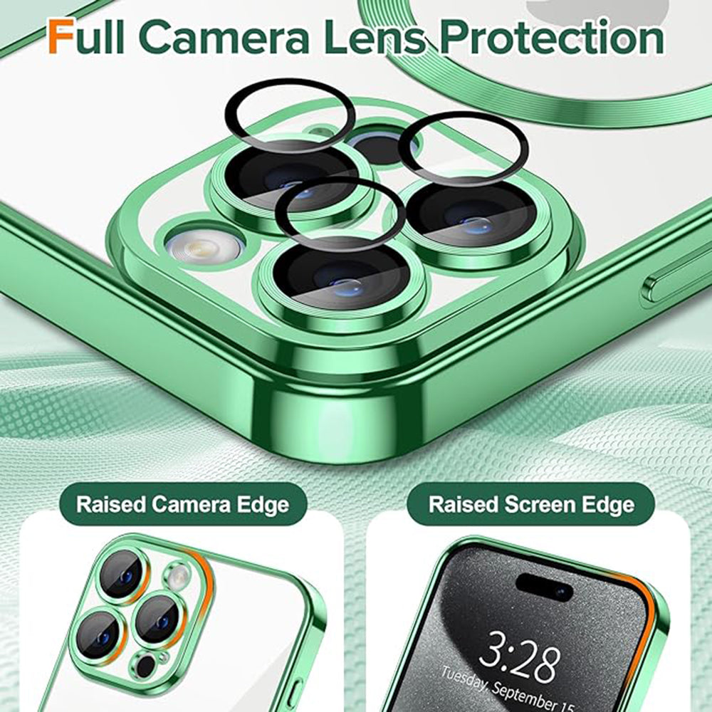 MagSafe Case for Apple iPhone 15 Pro Max, Techsuit, Luxury Crystal, Light Green