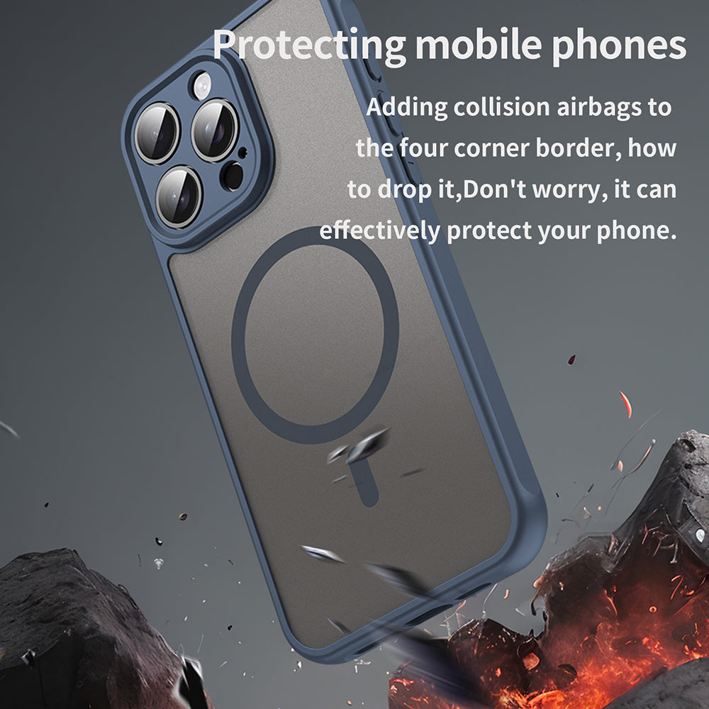 MagSafe-etui til Apple iPhone 15 Pro, Techsuit, HaloFrost II, Marineblå