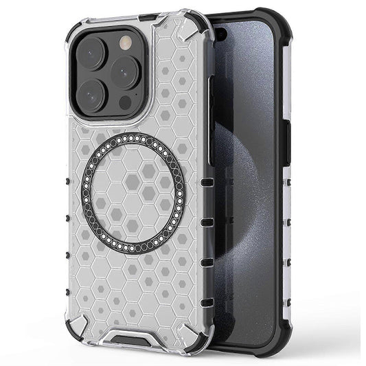 MagSafe-etui til Apple iPhone 15 Pro, Techsuit, HoneyComb Shield, Hvid