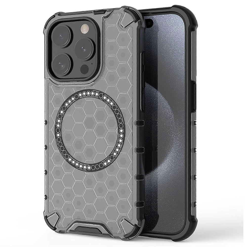 MagSafe-etui til Apple iPhone 15 Pro, Techsuit, HoneyComb Shield, Sort