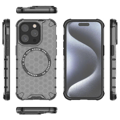 MagSafe-etui til Apple iPhone 15 Pro, Techsuit, HoneyComb Shield, Sort