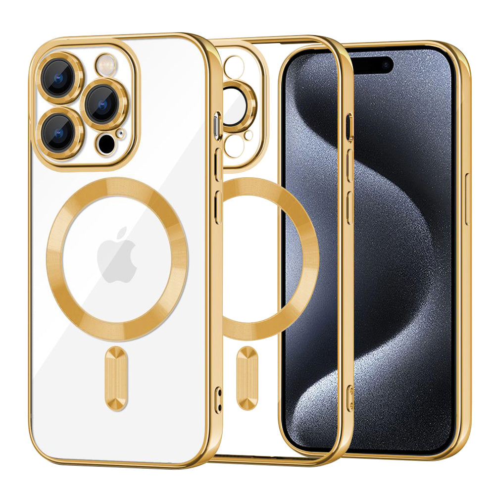 MagSafe-etui til Apple iPhone 15 Pro, Techsuit, Luxury Crystal, Guld