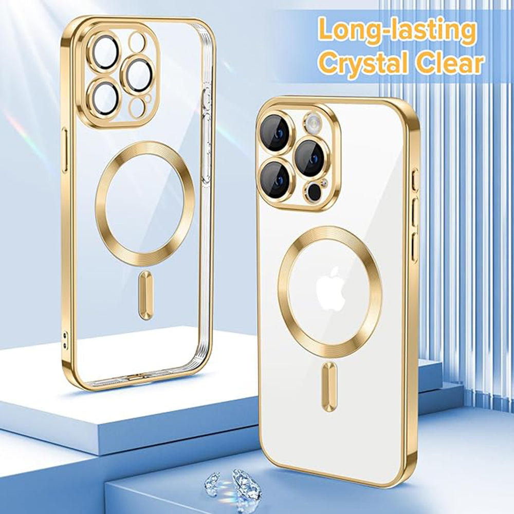 MagSafe-etui til Apple iPhone 15 Pro, Techsuit, Luxury Crystal, Guld