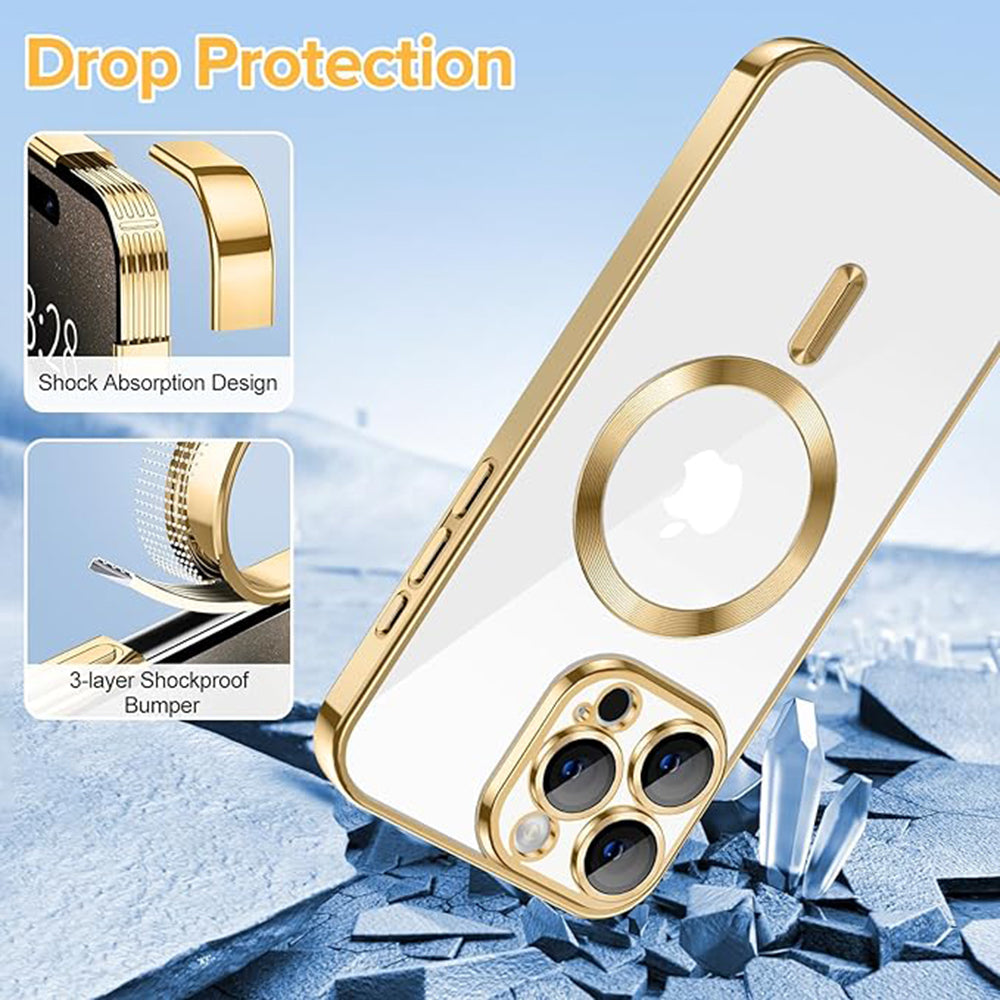 MagSafe-etui til Apple iPhone 15 Pro, Techsuit, Luxury Crystal, Guld