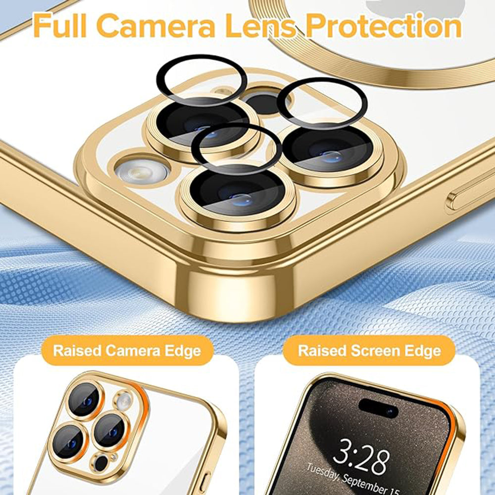 MagSafe-etui til Apple iPhone 15 Pro, Techsuit, Luxury Crystal, Guld