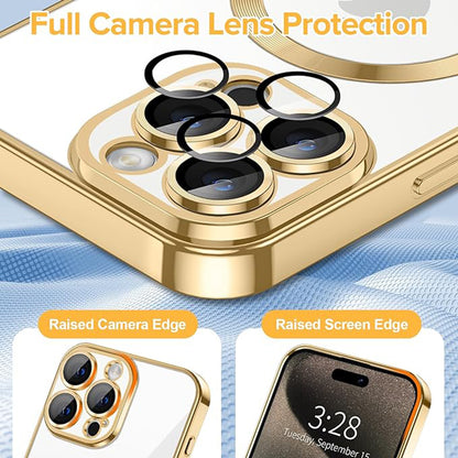 MagSafe-etui til Apple iPhone 15 Pro, Techsuit, Luxury Crystal, Guld
