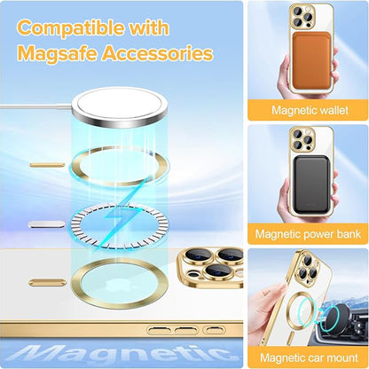 MagSafe-etui til Apple iPhone 15 Pro, Techsuit, Luxury Crystal, Guld