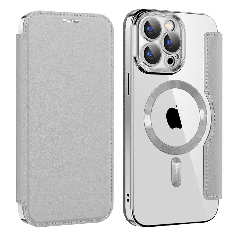 MagSafe-etui til Apple iPhone 15 Pro, Techsuit, SmartMag Book, Grå