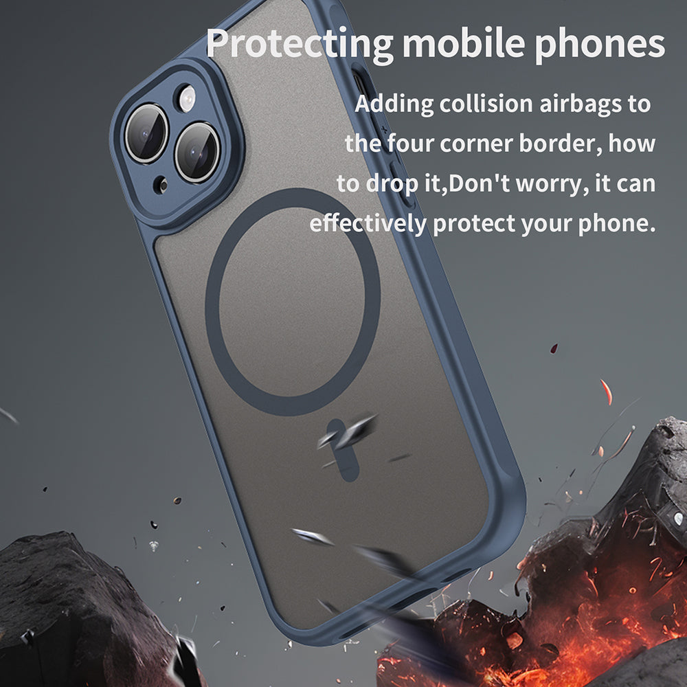 MagSafe-etui til Apple iPhone 15, Techsuit, HaloFrost II, Mørkeblå