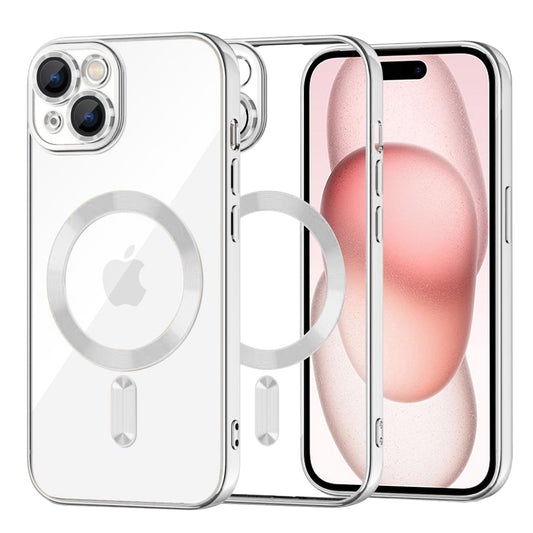 MagSafe-etui til Apple iPhone 15, Techsuit, Luxury Crystal, Sølv