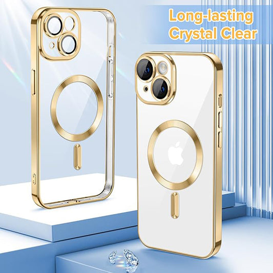 MagSafe-etui til Apple iPhone 15, Techsuit, Luxury Crystal, Guld