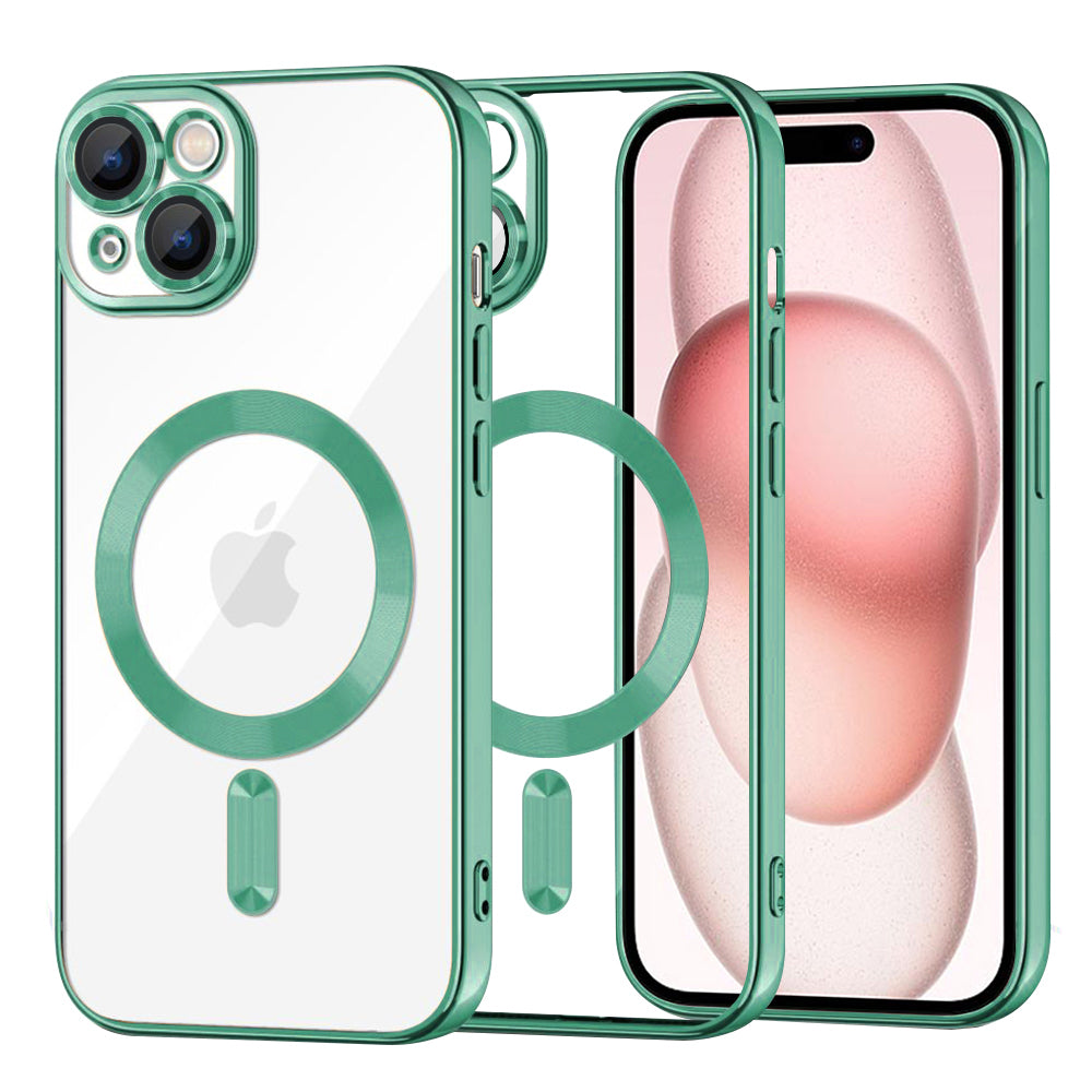 MagSafe Case for Apple iPhone 15, Techsuit, Luxury Crystal, Light Green