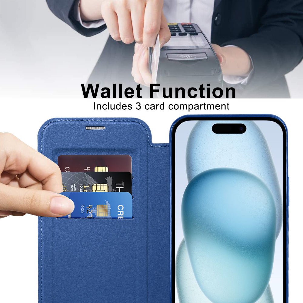 MagSafe-etui til Apple iPhone 15, Techsuit, SmartMag Book, Blå