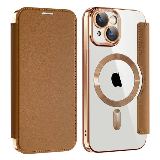 MagSafe-etui til Apple iPhone 15, Techsuit, SmartMag Book, Brun