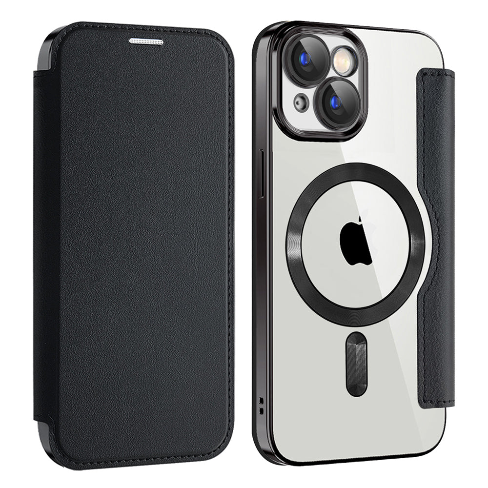 MagSafe-etui til Apple iPhone 15, Techsuit, SmartMag Book, Sort