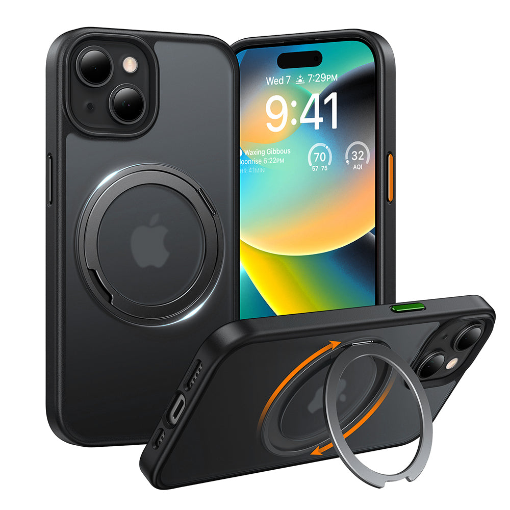 MagSafe cover til Apple iPhone 15, Torras, Ostand Pro, Sort