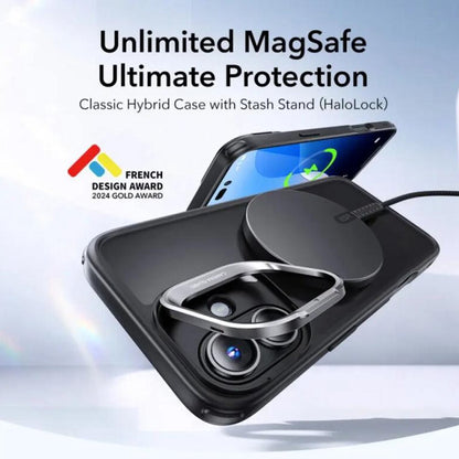 MagSafe cover til Apple iPhone 16, ESR, Classic Hybrid Kickstand Slide, Satin Sort