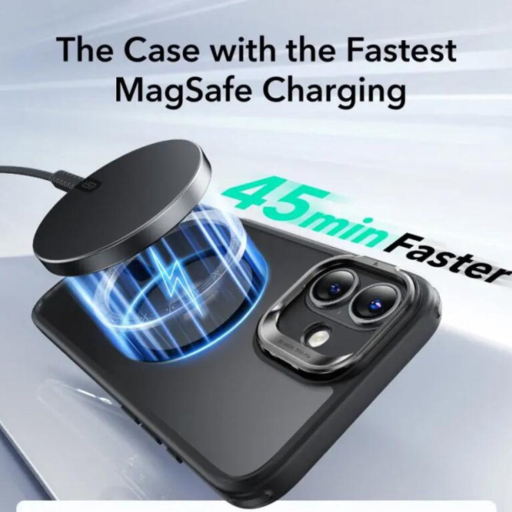 MagSafe cover til Apple iPhone 16, ESR, Classic Hybrid Kickstand Slide, Satin Sort