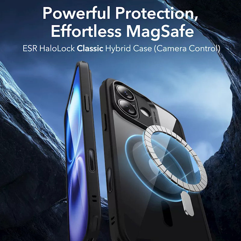 MagSafe cover til Apple iPhone 16, ESR, Classic Hybrid Slide, Sort Transparent