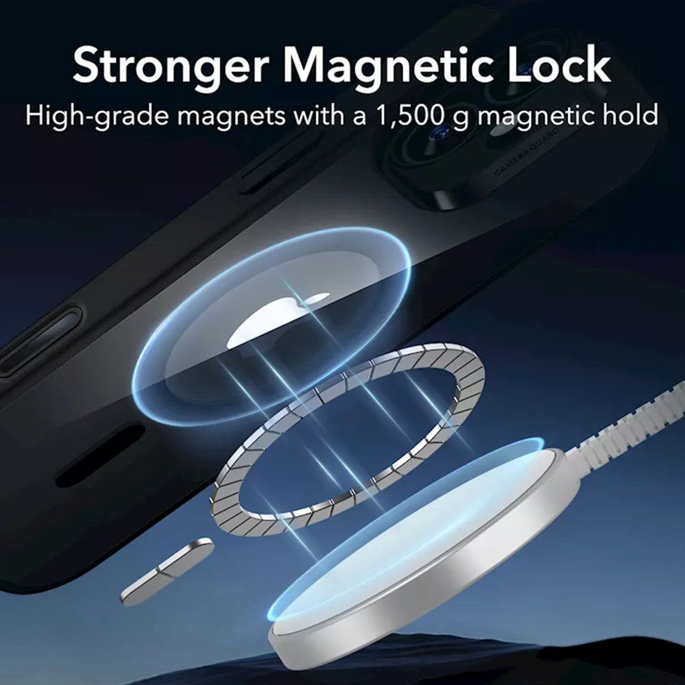 MagSafe cover til Apple iPhone 16, ESR, Classic Hybrid Slide, Sort Transparent