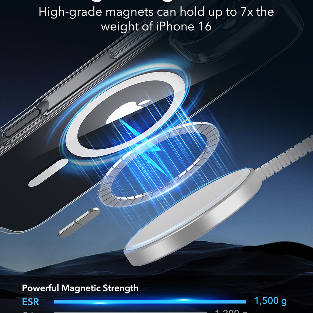 MagSafe cover til Apple iPhone 16, ESR, Classic Hybrid, Transparent