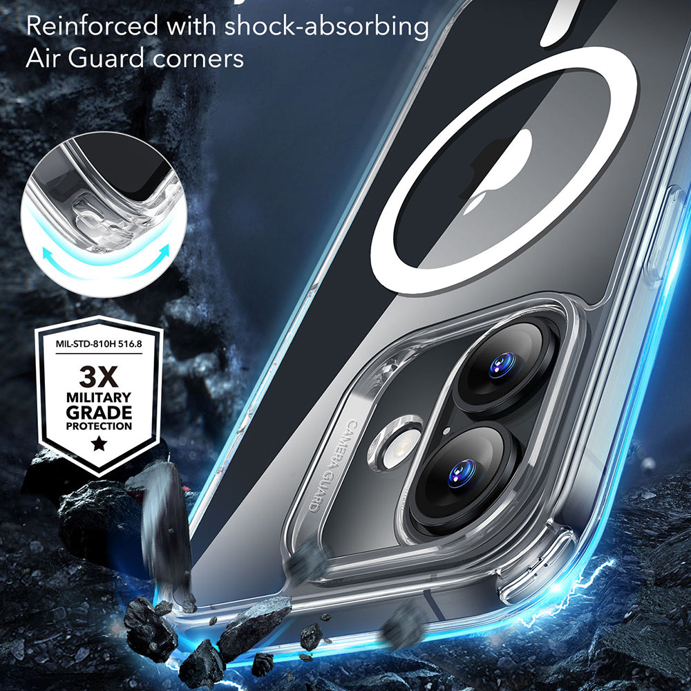 MagSafe cover til Apple iPhone 16, ESR, Classic Hybrid, Transparent