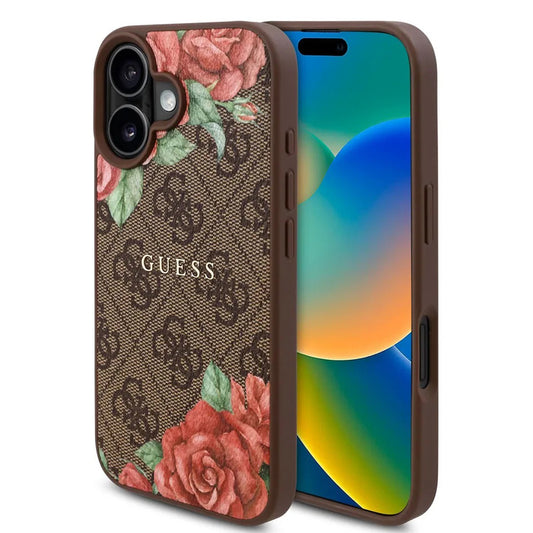 MagSafe cover til Apple iPhone 16, Guess, 4G Flowers Print, Brun