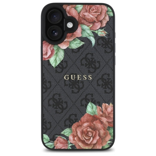 MagSafe cover til Apple iPhone 16, Guess, 4G Flowers Print, Sort