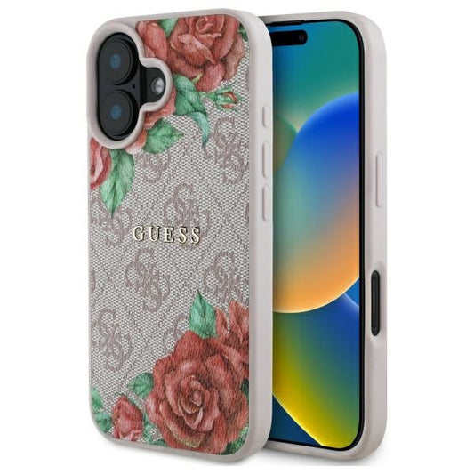 MagSafe cover til Apple iPhone 16, Guess, 4G Flowers Print, Pink
