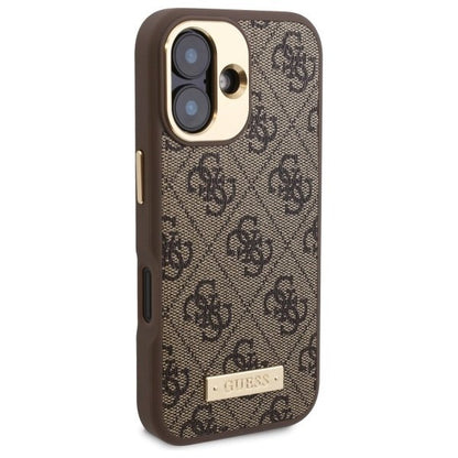 MagSafe cover til Apple iPhone 16, Guess, 4G Logo Plate, Brun