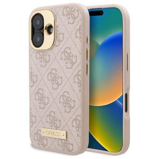 MagSafe cover til Apple iPhone 16, Guess, 4G Logo Plate, Pink