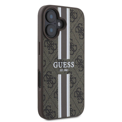 MagSafe cover til Apple iPhone 16, Guess, 4G Printed Stripes, Brun