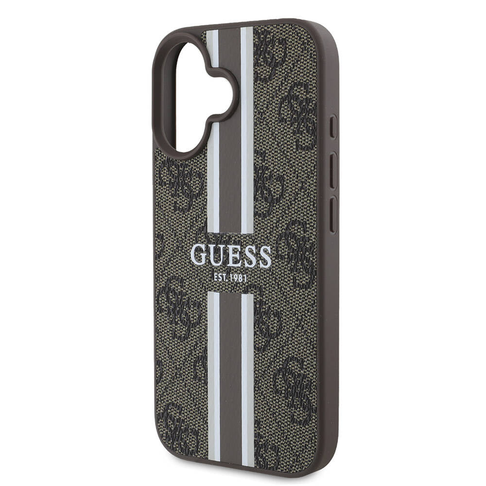 MagSafe cover til Apple iPhone 16, Guess, 4G Printed Stripes, Brun