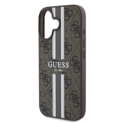 MagSafe cover til Apple iPhone 16, Guess, 4G Printed Stripes, Brun
