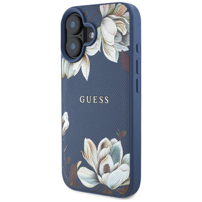 MagSafe cover til Apple iPhone 16, Guess, Grained Flowers, Blå